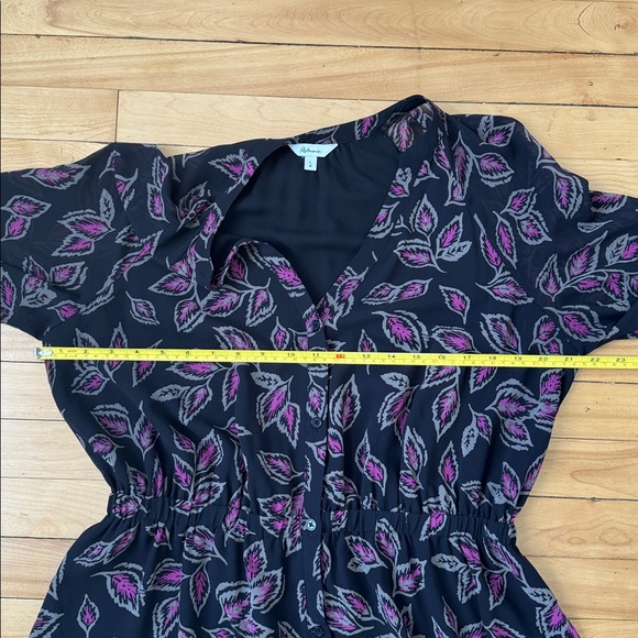 Reitmans Black Midi Dress with Pink Leaf Print - Picture 4 of 6